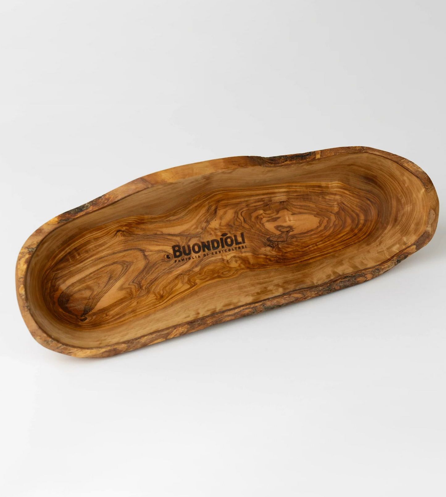 Ciotola rustica a barchetta in legno d'ulivo-1