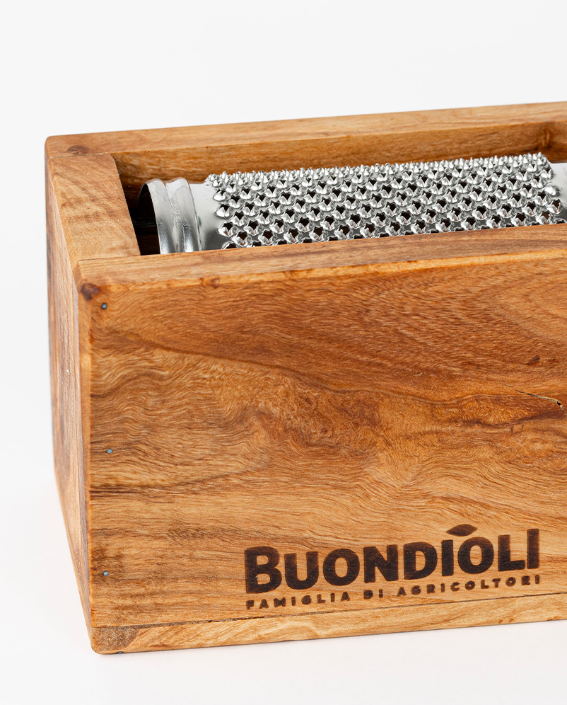 Litet rivjärn med behållare - olivträ