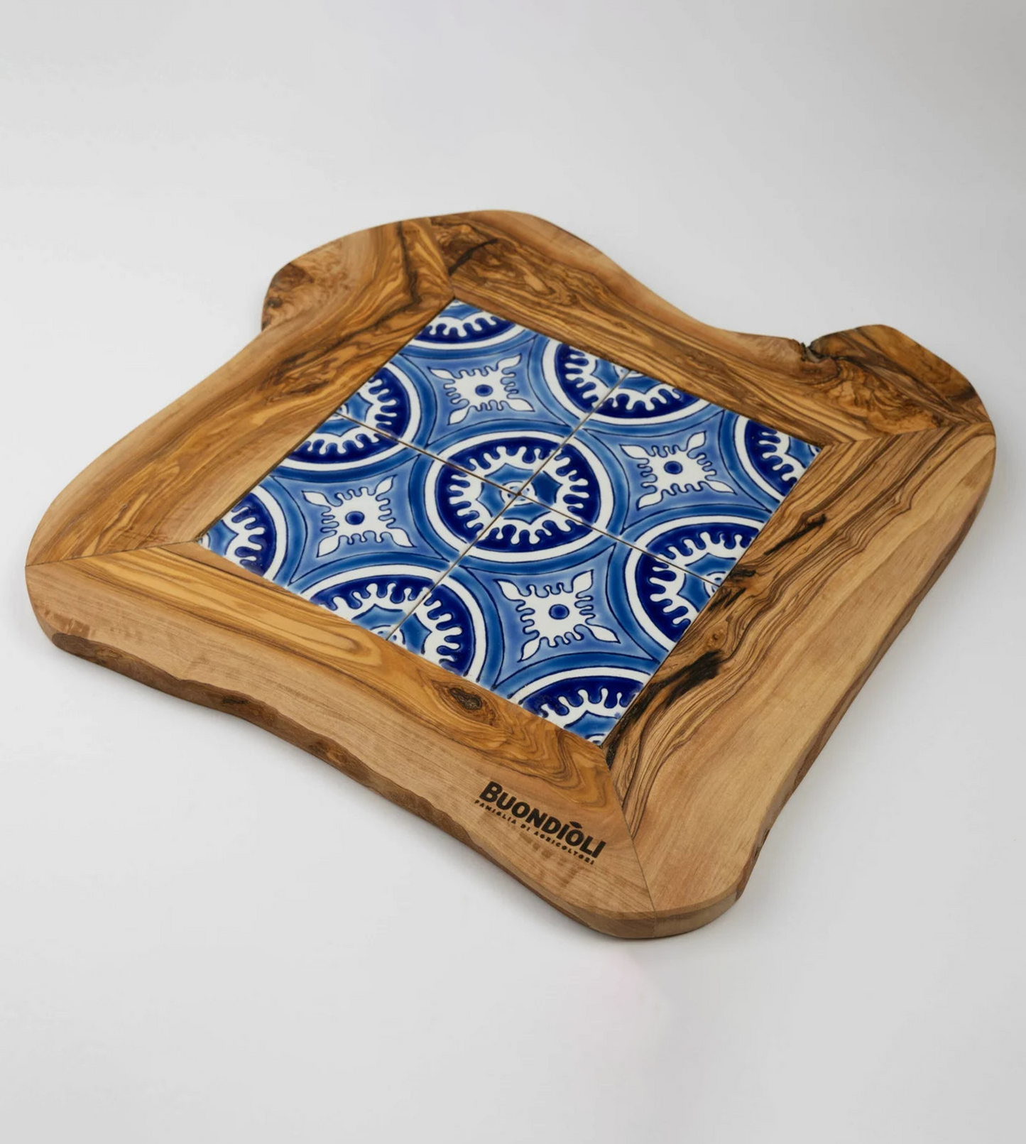 Grytunderlägg med keramikplattor – Olivträ