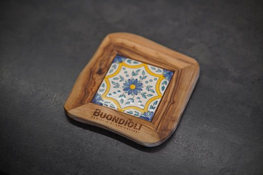 Grytunderlägg med keramikplatta – Olivträ