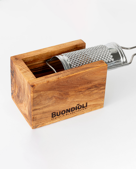 Litet rivjärn med behållare - olivträ