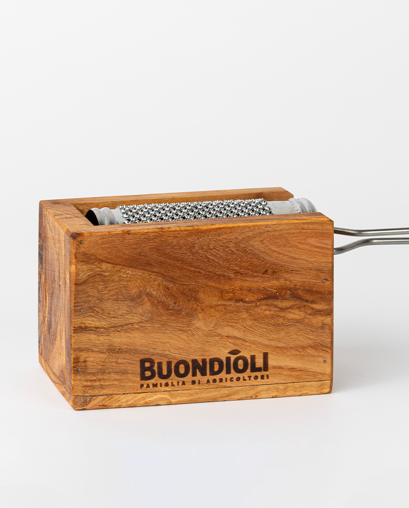 Litet rivjärn med behållare - olivträ