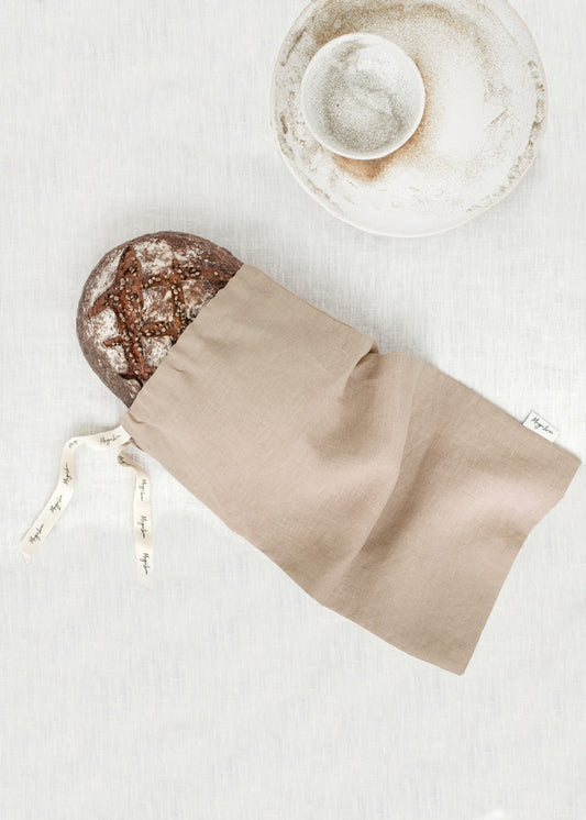 Brödpåse 25 × 45 cm - Linne, Natural