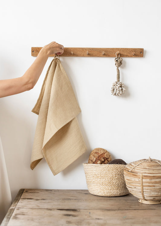 Kökshandduk i linne 50 × 70 cm - Linne, Sandy Beige